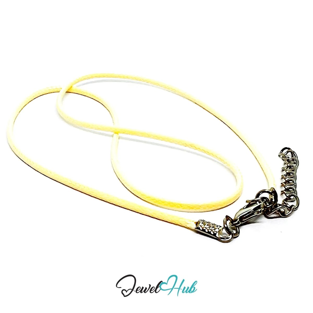 White Faux Leather Cord Necklace – 40cm Layering Base (Silver Clasp) - JewelHub.co.uk