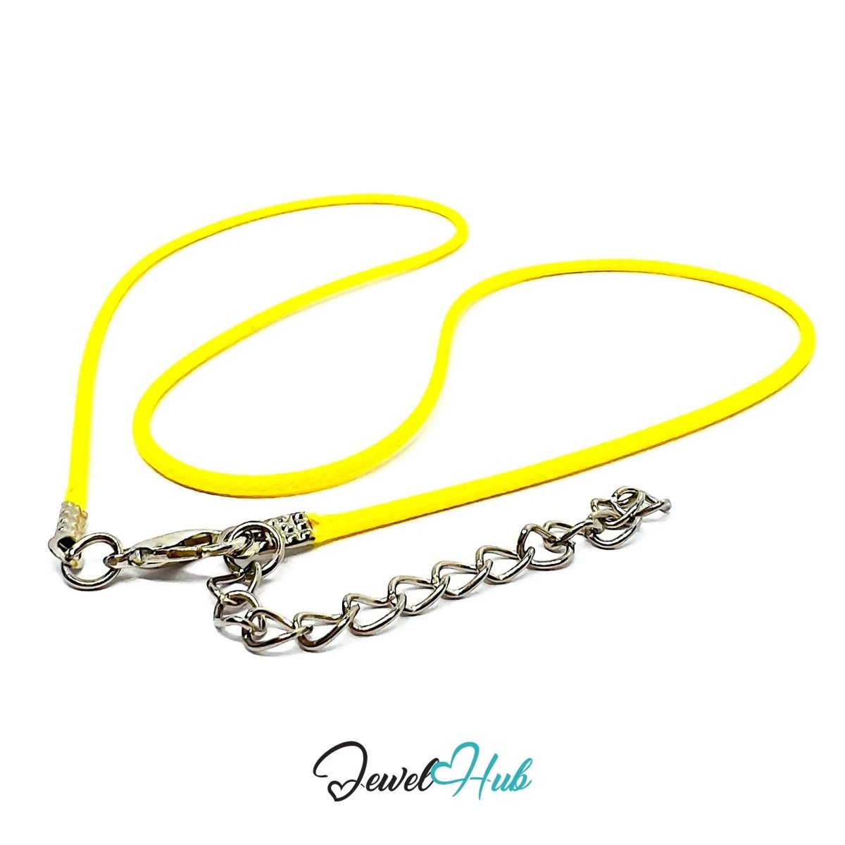 Yellow Faux Leather Cord Necklace – 40cm Layering Base (Silver Clasp) - JewelHub.co.uk