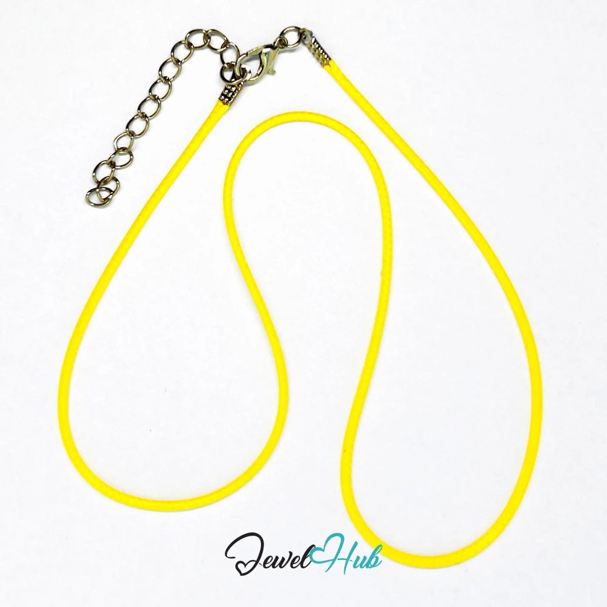 Yellow Faux Leather Cord Necklace – 40cm Layering Base (Silver Clasp) - JewelHub.co.uk