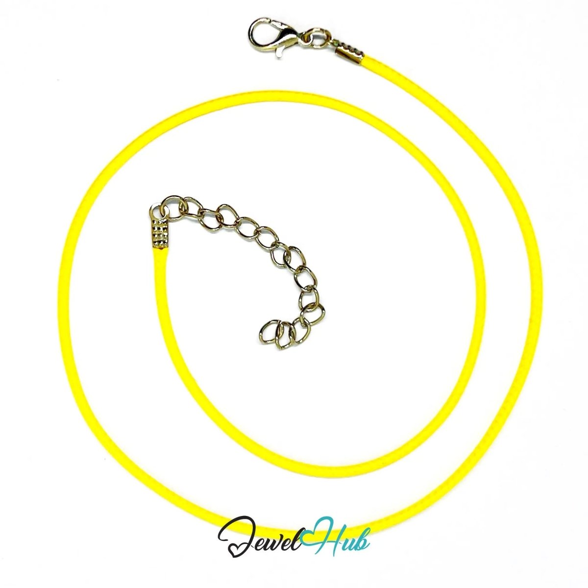 Yellow Faux Leather Cord Necklace – 40cm Layering Base (Silver Clasp) - JewelHub.co.uk