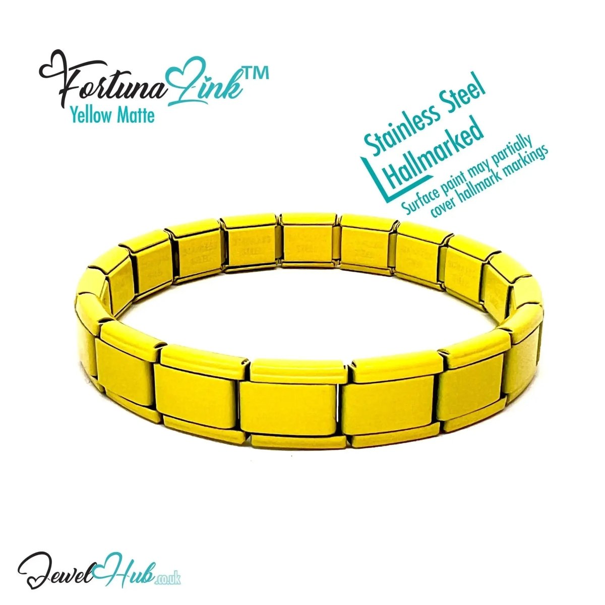 Yellow Matte Italian bracelet by the FortunaLink™ Tile Collection (18 links) - JewelHub.co.uk