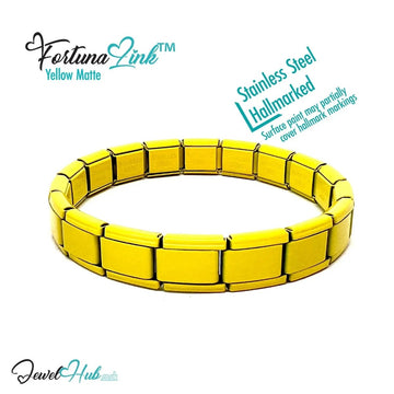 Yellow Matte Italian bracelet by the FortunaLink™ Tile Collection (18 links) - JewelHub.co.uk