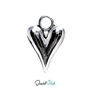 Zinc Alloy Glossy Silver Solid Heart Charm - JewelHub.co.uk