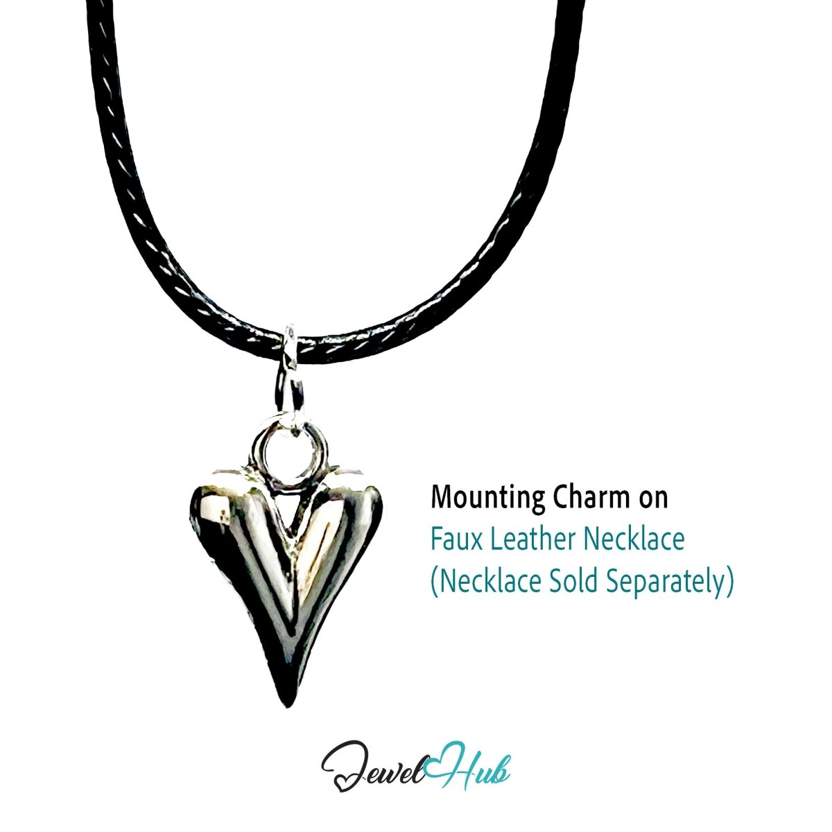 Zinc Alloy Glossy Silver Solid Heart Charm - JewelHub.co.uk