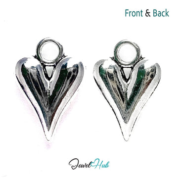 Zinc Alloy Glossy Silver Solid Heart Charm - JewelHub.co.uk