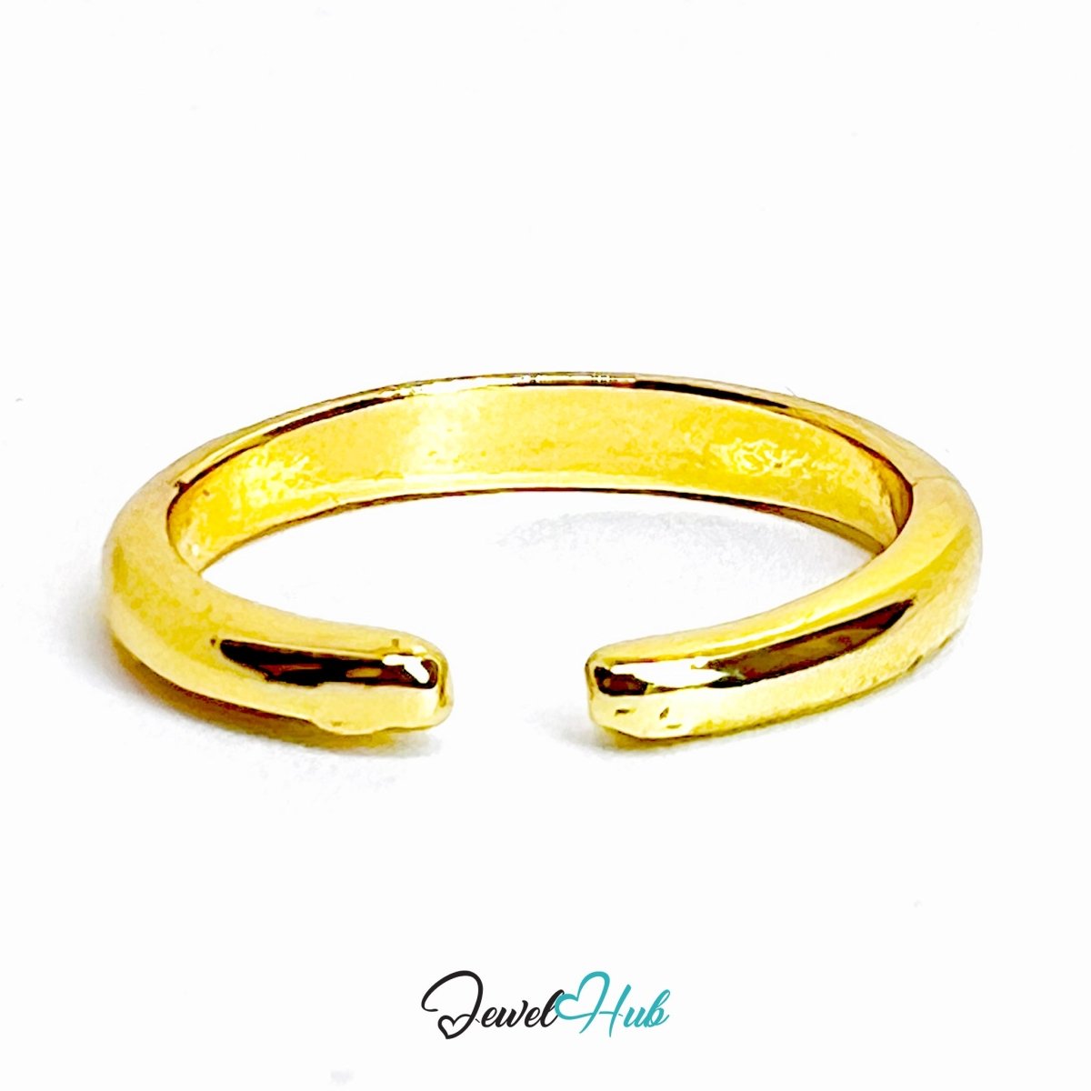 Zinc Alloy Gold Adjustable Band Ring · Dainty Plain Open Cuff - JewelHub.co.uk