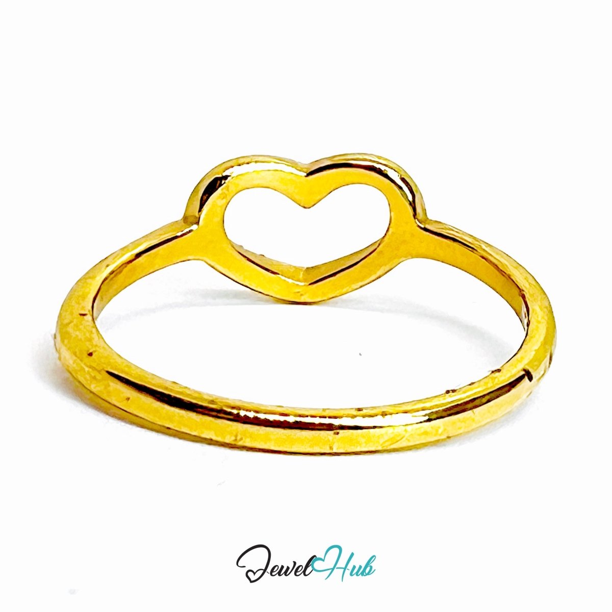 Zinc Alloy Gold Mini Open Heart Ring · Dainty Hollow Heart Band - JewelHub.co.uk