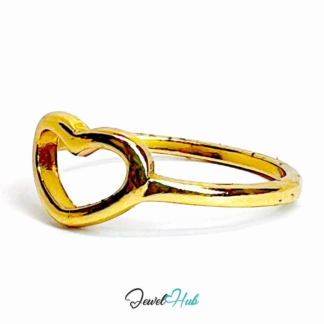 Zinc Alloy Gold Mini Open Heart Ring · Dainty Hollow Heart Band - JewelHub.co.uk