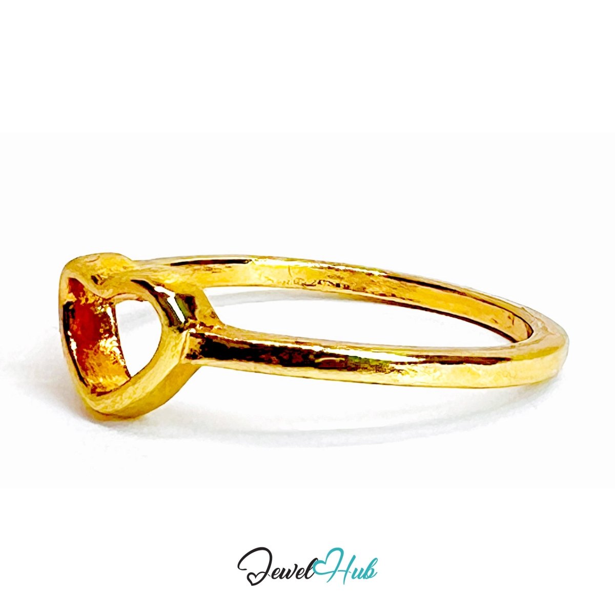 Zinc Alloy Gold Open Heart Ring · Dainty Hollow Heart Band - JewelHub.co.uk