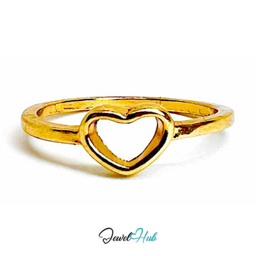 Zinc Alloy Gold Open Heart Ring · Dainty Hollow Heart Band - JewelHub.co.uk