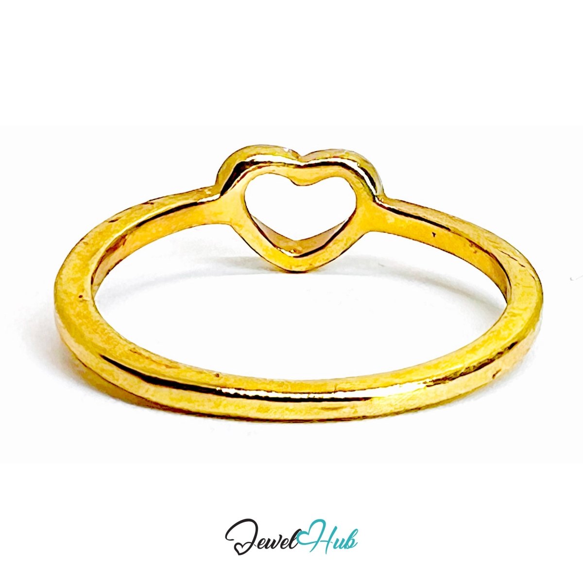 Zinc Alloy Gold Open Heart Ring · Dainty Hollow Heart Band - JewelHub.co.uk