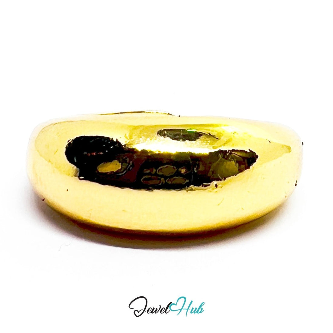 Zinc Alloy Gold - Plated Hollow Dome Ring Organic Minimal Design - JewelHub.co.uk