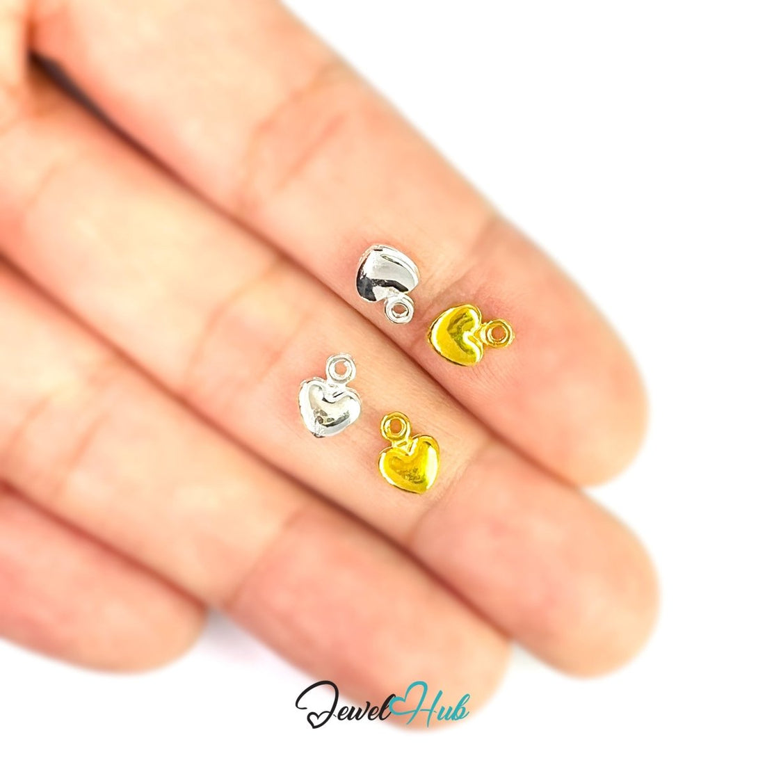 Zinc Alloy Gold & Silver Petite Heart Charms (Set of 4) - JewelHub.co.uk
