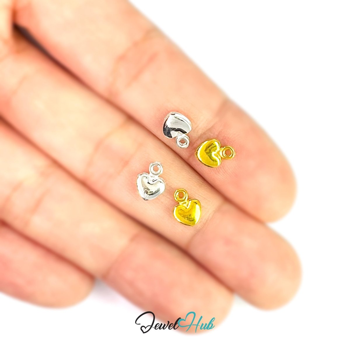 Zinc Alloy Gold & Silver Petite Heart Charms (Set of 4) - JewelHub.co.uk