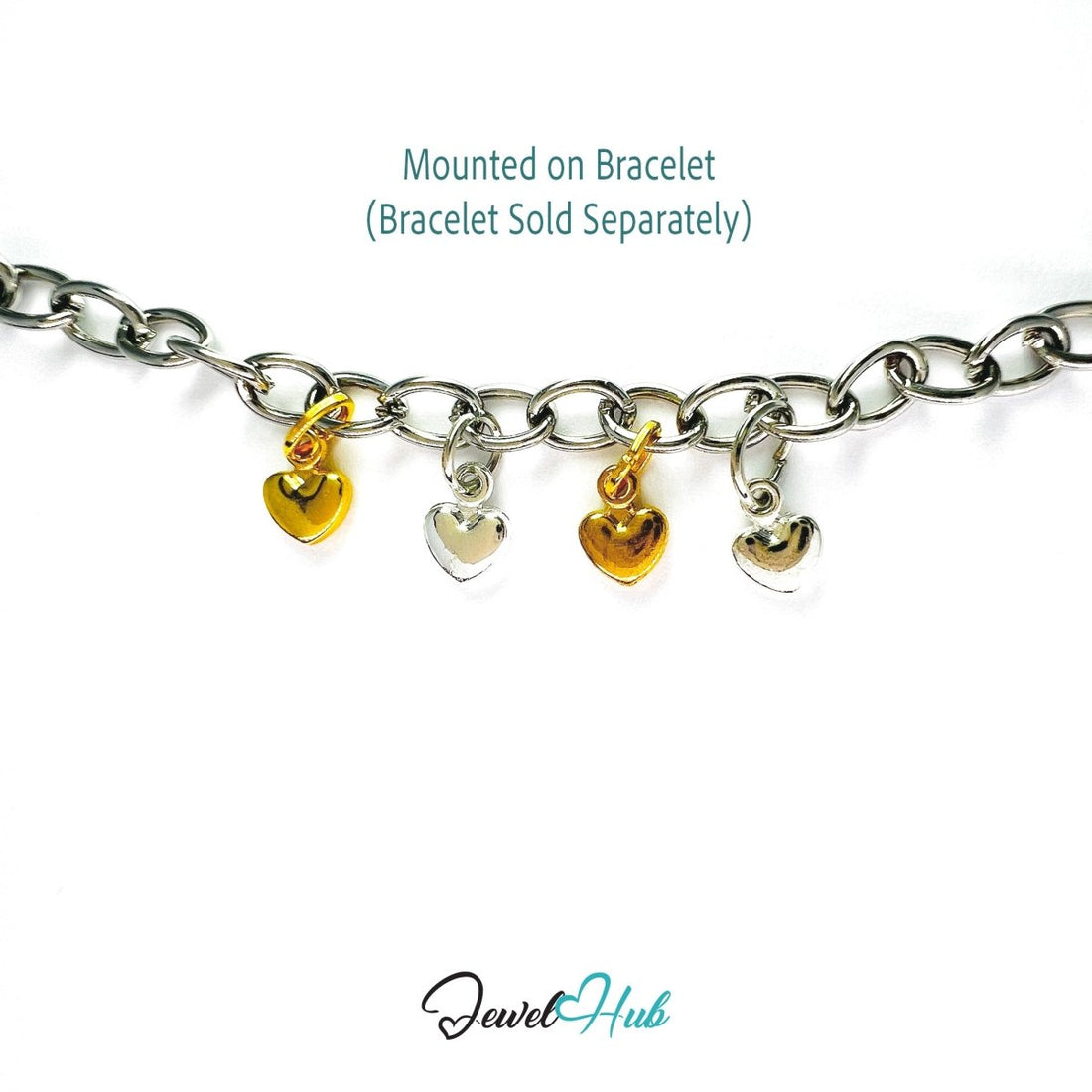 Zinc Alloy Gold & Silver Petite Heart Charms (Set of 4) - JewelHub.co.uk