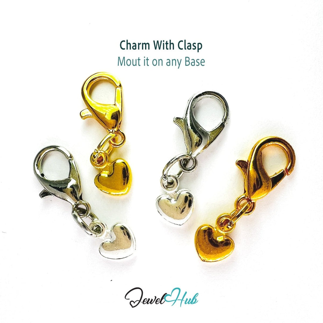 Zinc Alloy Gold & Silver Petite Heart Charms (Set of 4) - JewelHub.co.uk