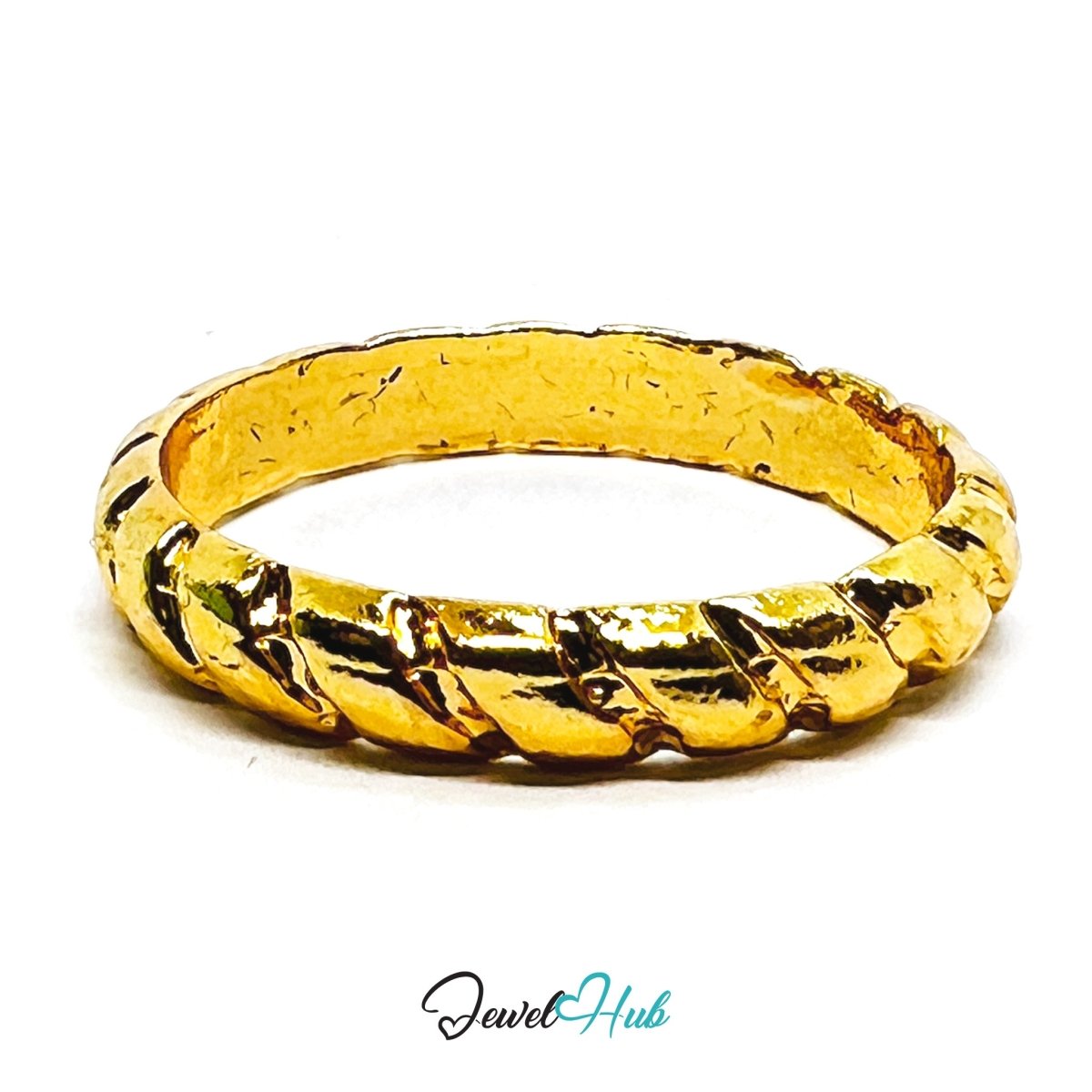 Zinc Alloy Ring Gold Braided Textured Rope - UK Q / US 8.5 - JewelHub.co.uk