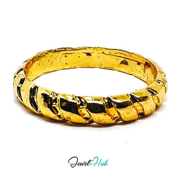 Zinc Alloy Ring Gold Braided Textured Rope - UK Q / US 8.5 - JewelHub.co.uk