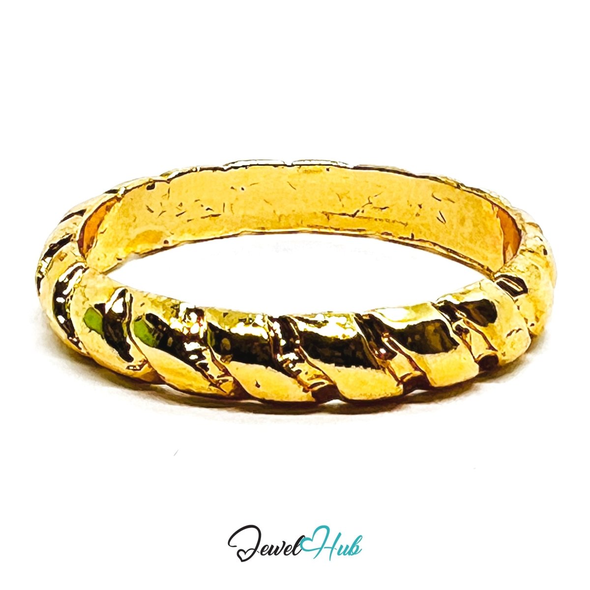 Zinc Alloy Ring Gold Braided Textured Rope - UK Q / US 8.5 - JewelHub.co.uk