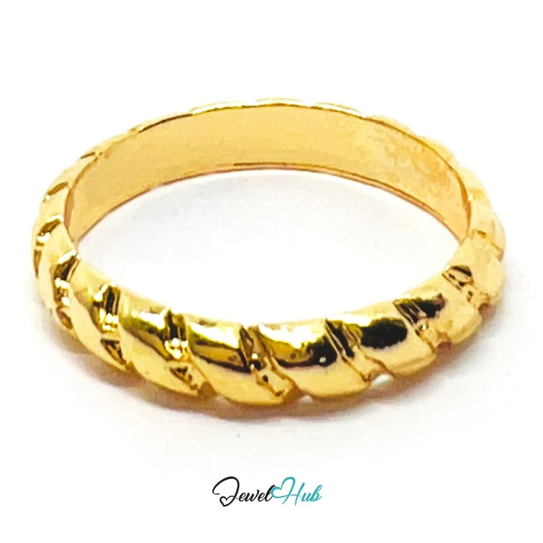 Zinc Alloy Ring Gold Braided Textured Rope - UK Q / US 8.5 - JewelHub.co.uk