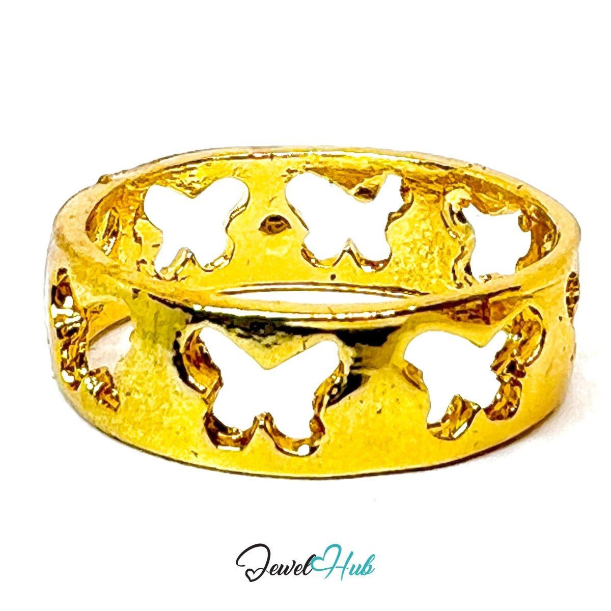 Zinc Alloy Ring 🦋 Gold Butterfly Cutout - UK M / US 6.5 Gold Plated - JewelHub.co.uk