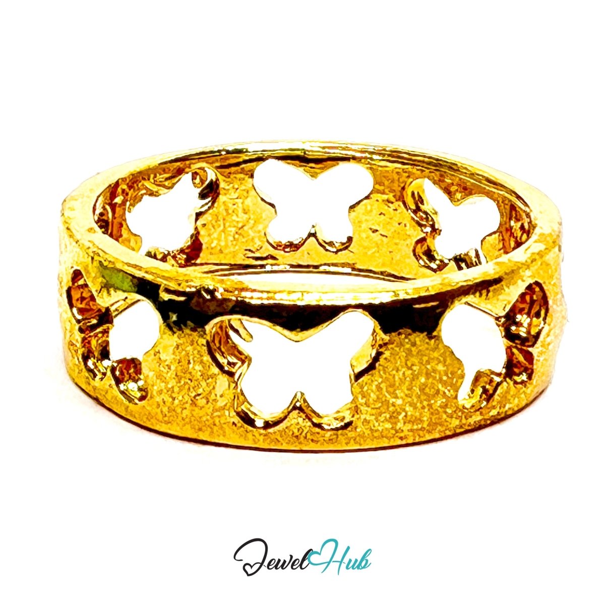 Zinc Alloy Ring 🦋 Gold Butterfly Cutout - UK M / US 6.5 Gold Plated - JewelHub.co.uk
