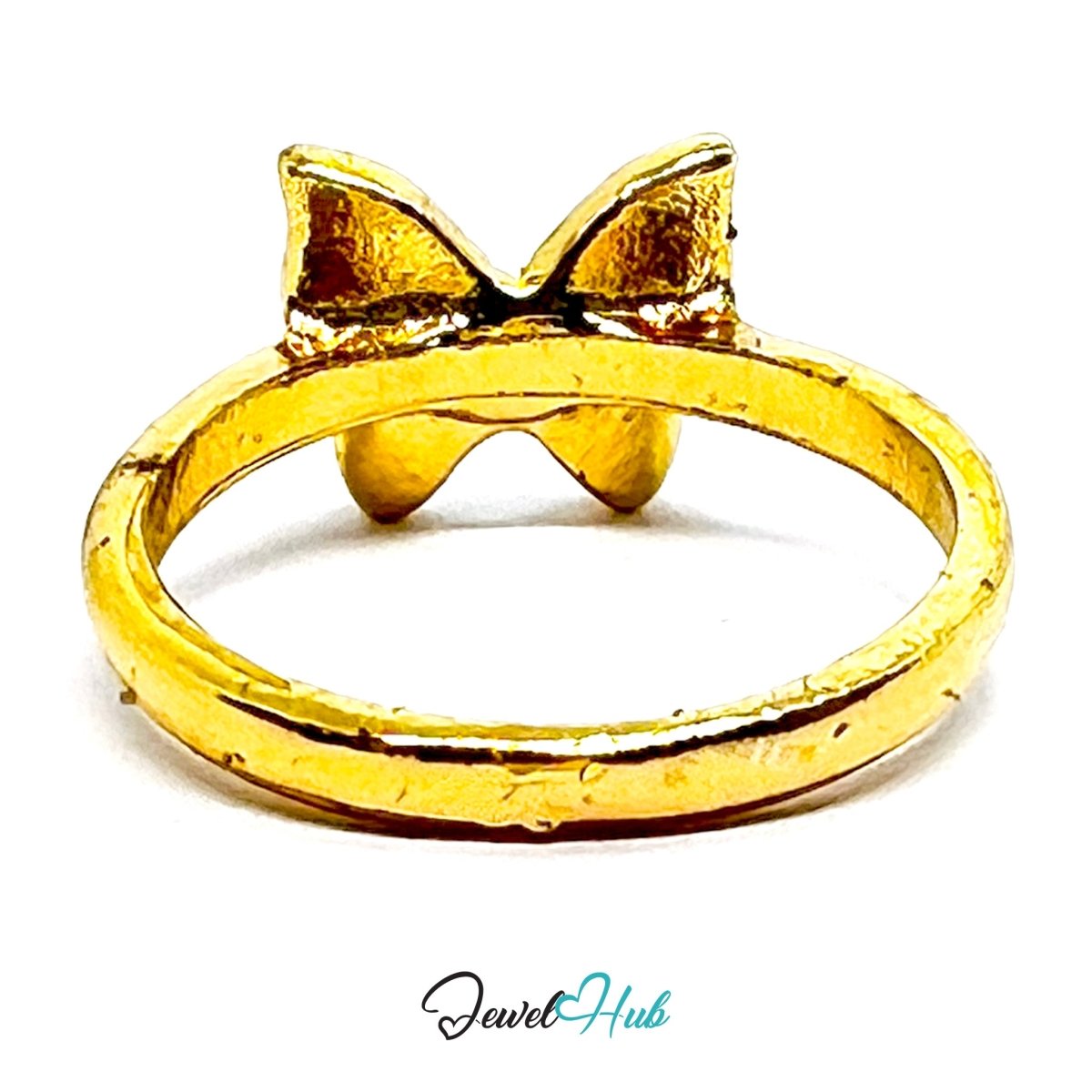 Zinc Alloy Ring Gold Butterfly Pavé Zirconia - UK M / US 6.5 - JewelHub.co.uk