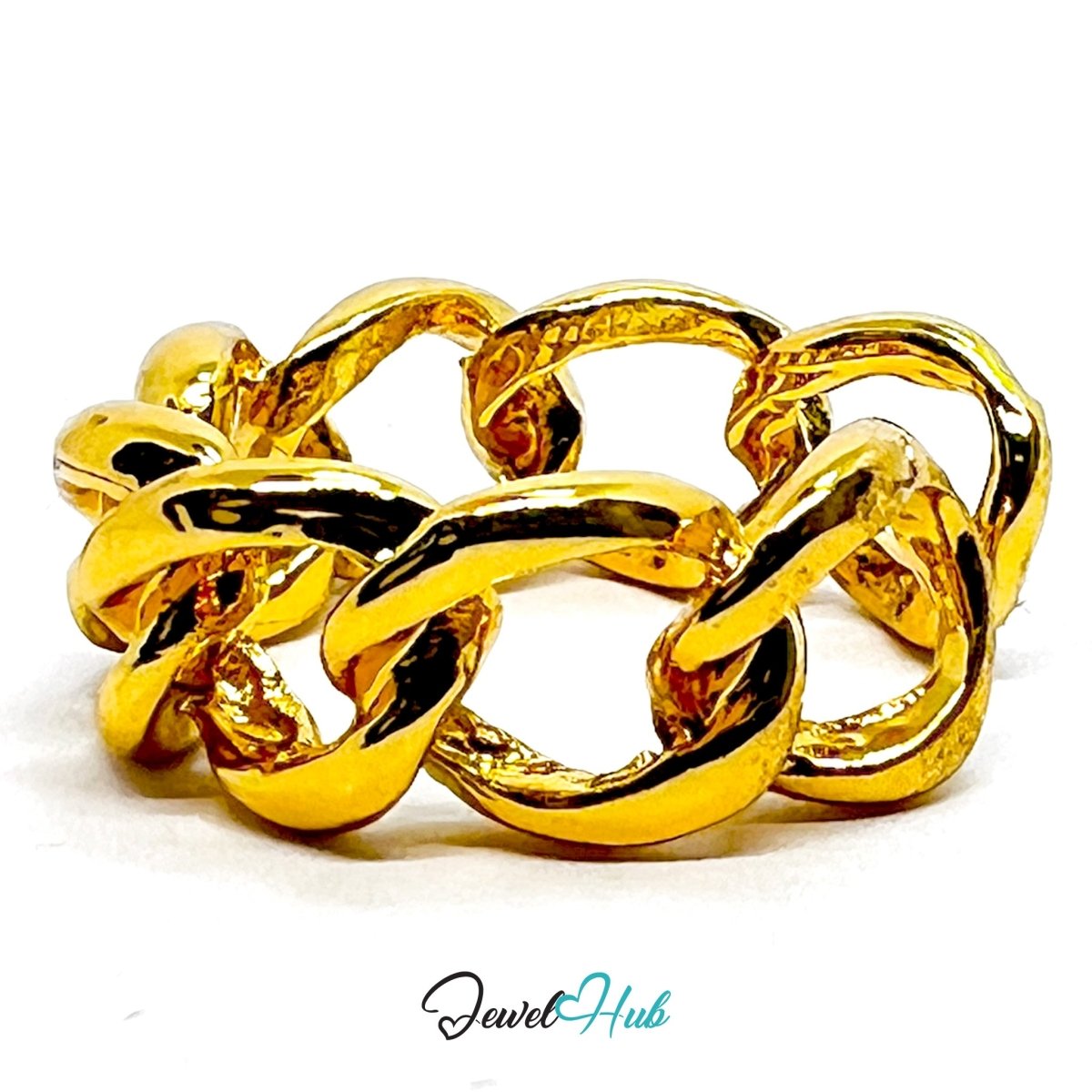 Zinc Alloy Ring Gold Chunky Curb Chain - UK K - M Gold Plated - JewelHub.co.uk