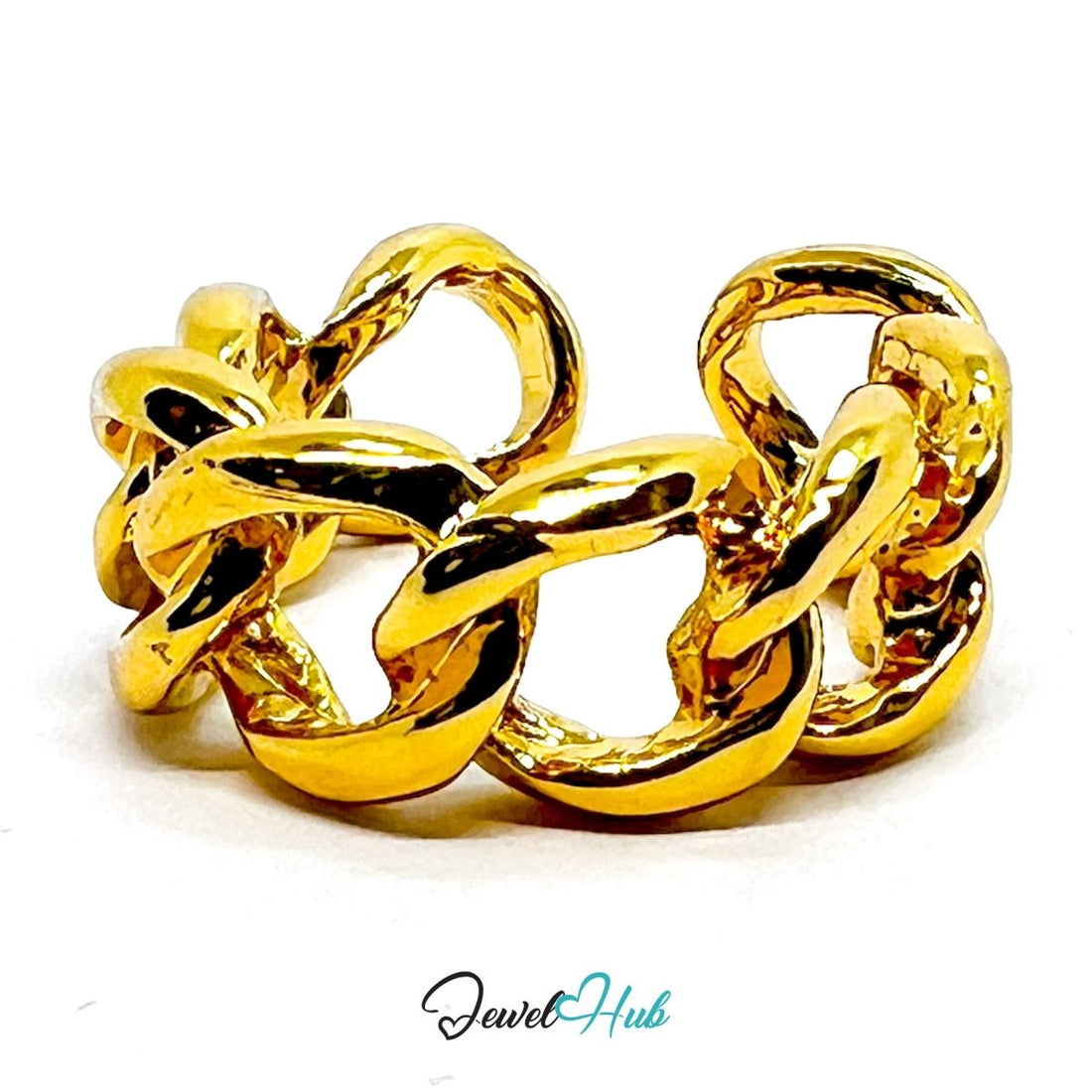 Zinc Alloy Ring Gold Chunky Curb Chain - UK K - M Gold Plated - JewelHub.co.uk