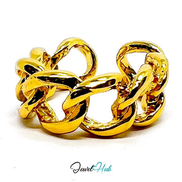 Zinc Alloy Ring Gold Chunky Curb Chain - UK K - M Gold Plated - JewelHub.co.uk