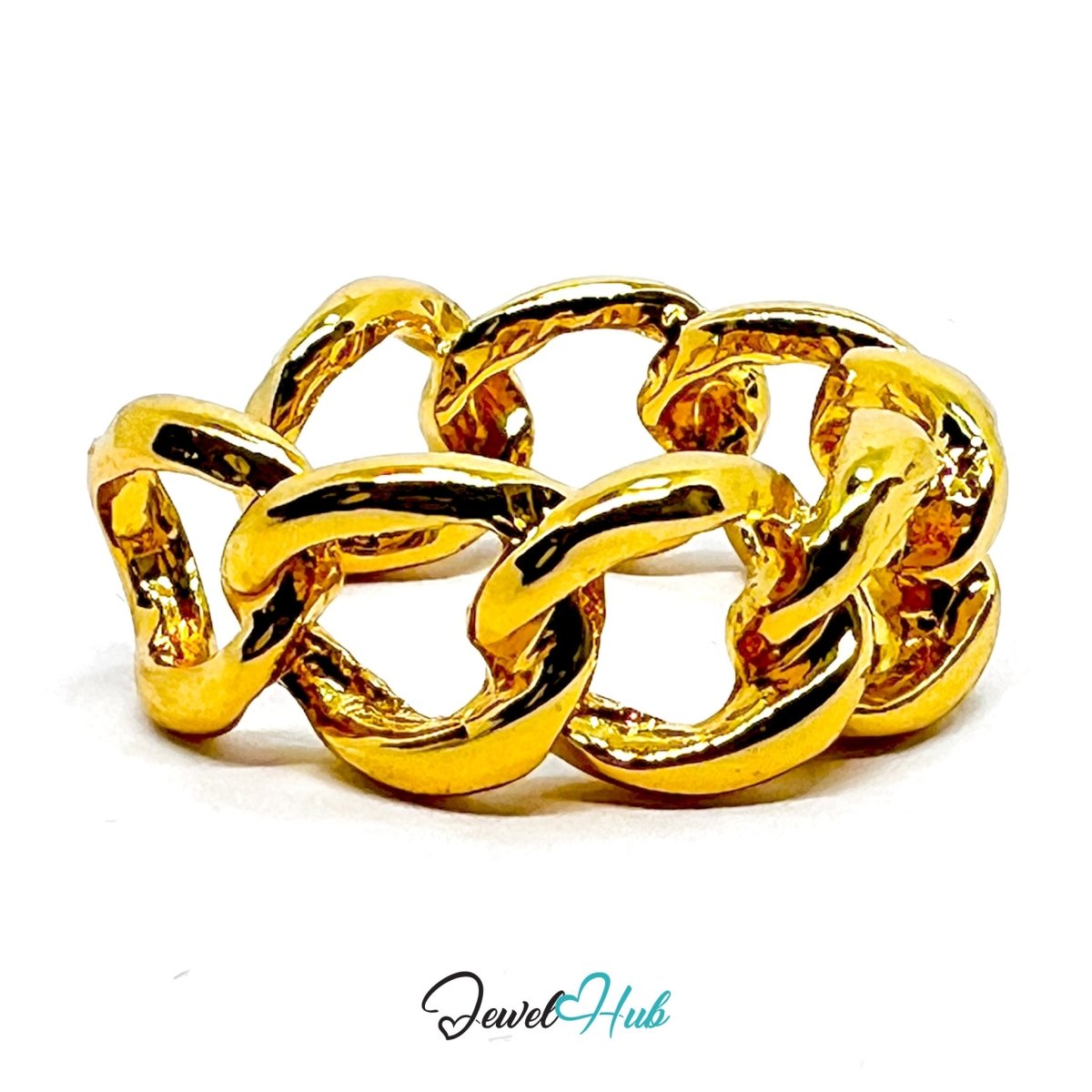 Zinc Alloy Ring Gold Chunky Curb Chain - UK K - M Gold Plated - JewelHub.co.uk