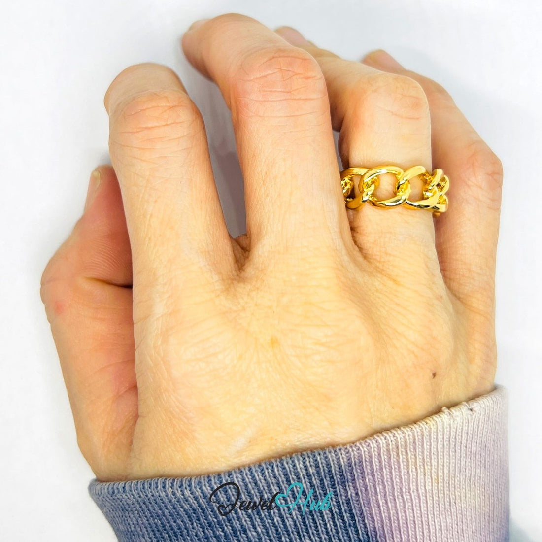 Zinc Alloy Ring Gold Chunky Curb Chain - UK K - M Gold Plated - JewelHub.co.uk