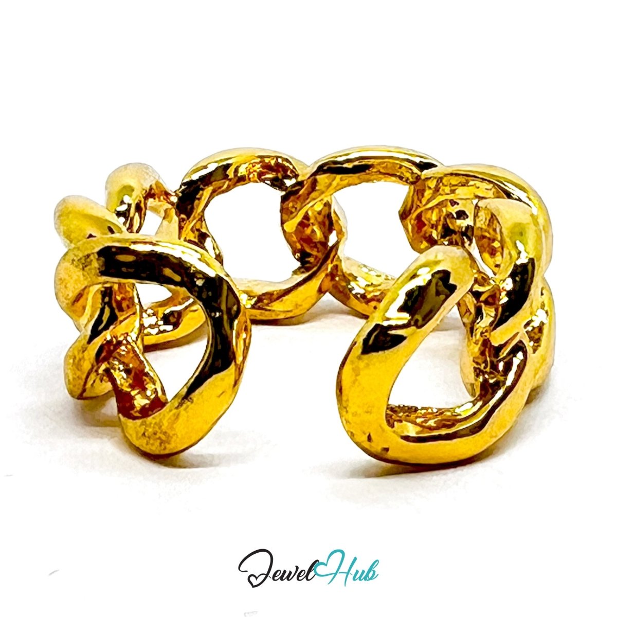 Zinc Alloy Ring Gold Chunky Curb Chain - UK K - M Gold Plated - JewelHub.co.uk