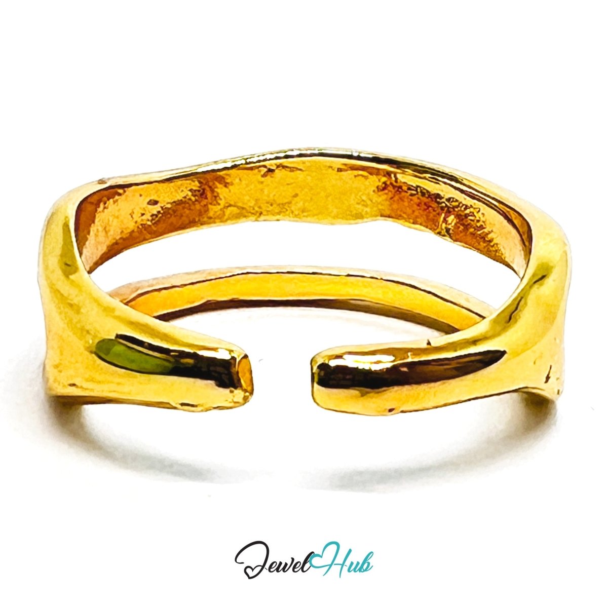 Zinc Alloy Ring Gold Double Loop Layered - UK LMN Gold Plated - JewelHub.co.uk
