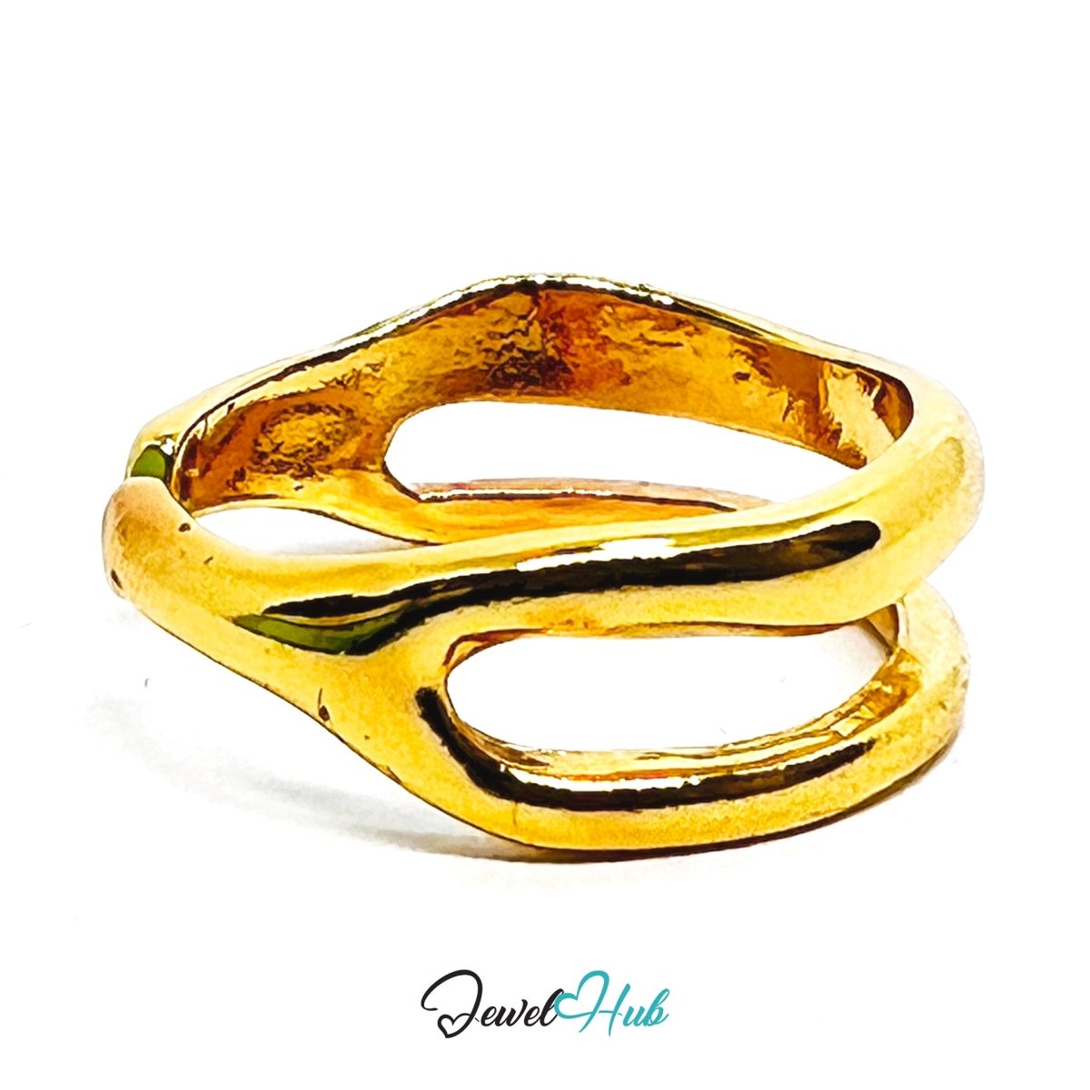 Zinc Alloy Ring Gold Double Loop Layered - UK LMN Gold Plated - JewelHub.co.uk