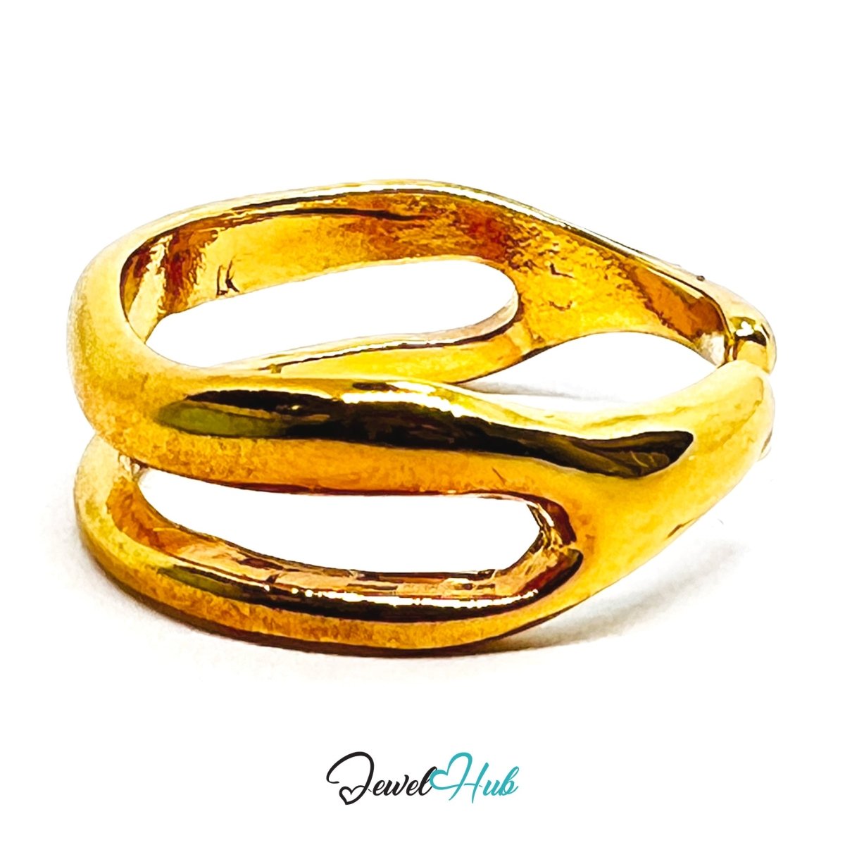 Zinc Alloy Ring Gold Double Loop Layered - UK LMN Gold Plated - JewelHub.co.uk