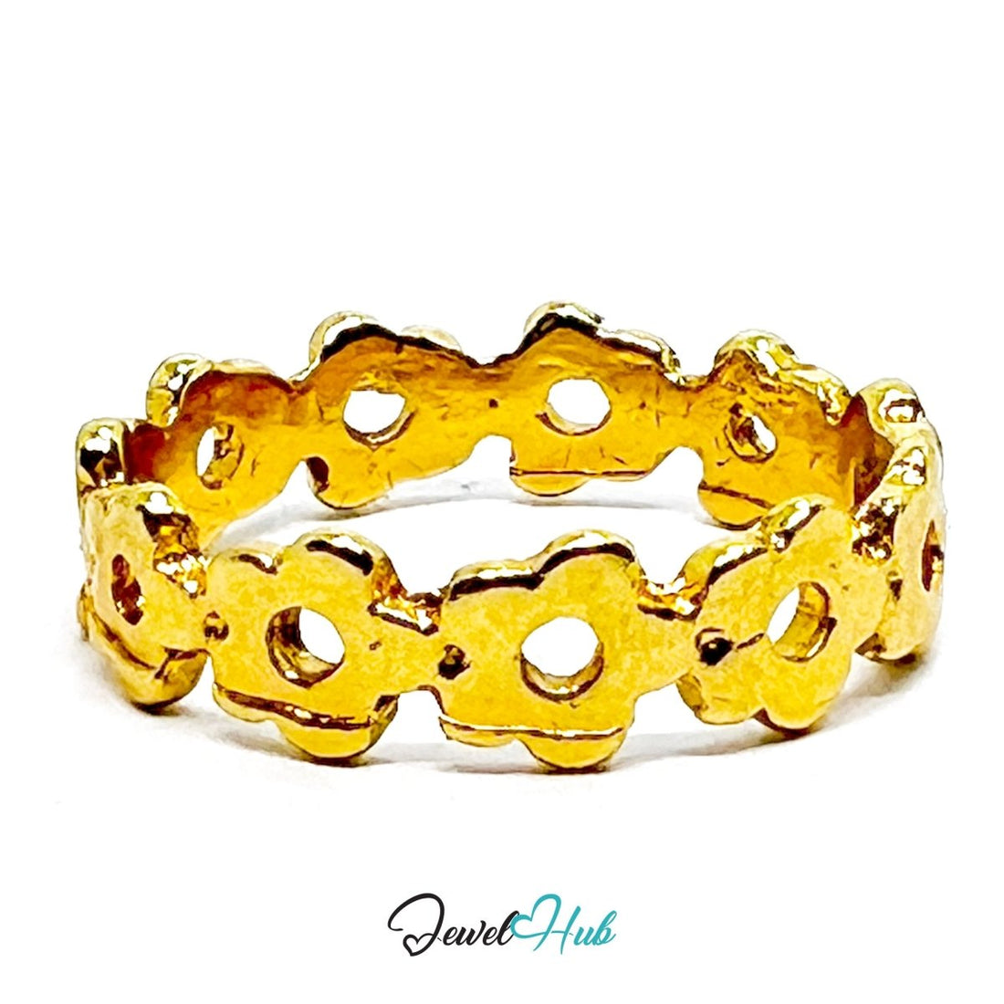 Zinc Alloy Ring Gold Floral Loop Daisy Chain - UK P Gold Plated - JewelHub.co.uk