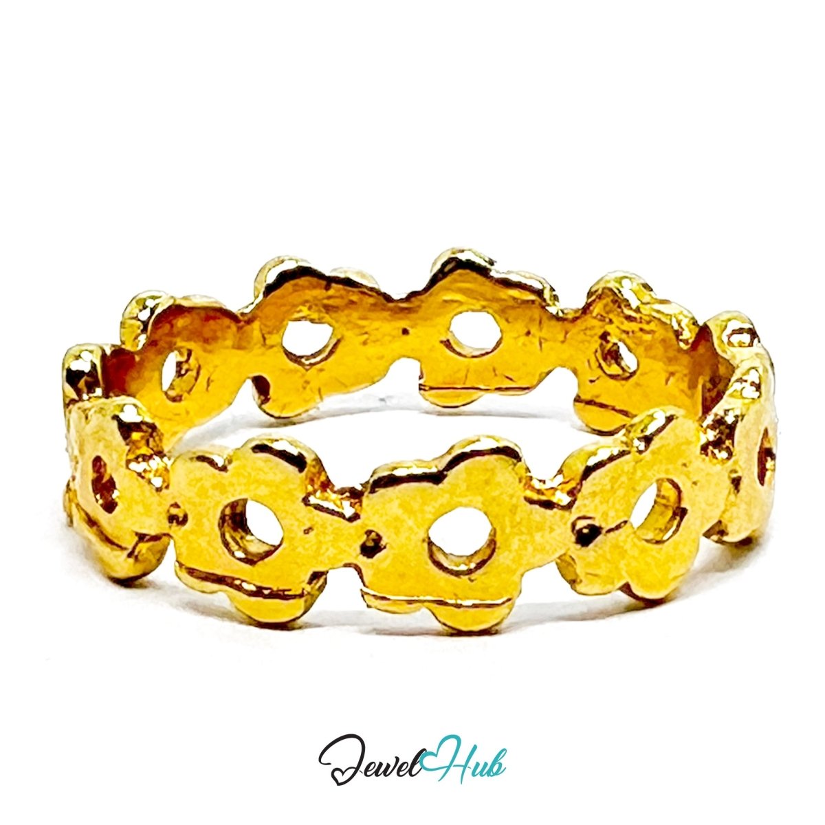 Zinc Alloy Ring Gold Floral Loop Daisy Chain - UK P Gold Plated - JewelHub.co.uk