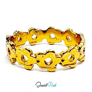 Zinc Alloy Ring Gold Floral Loop Daisy Chain - UK P Gold Plated - JewelHub.co.uk