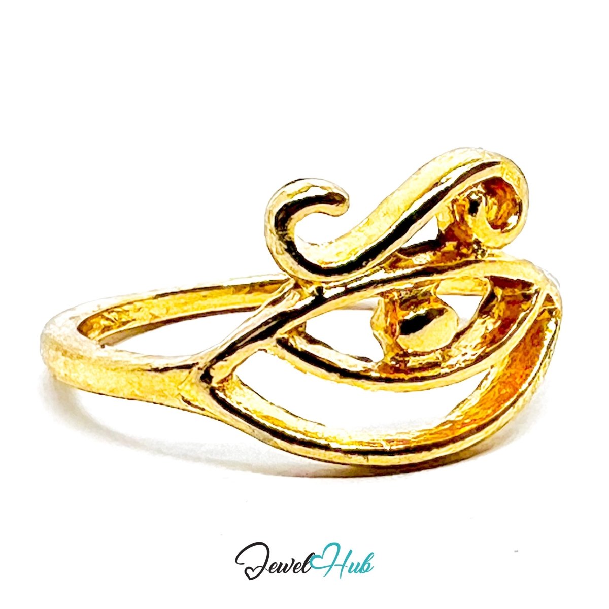 Zinc Alloy Ring Gold Horus Eye Protective Motif - UK O / US 7 - JewelHub.co.uk