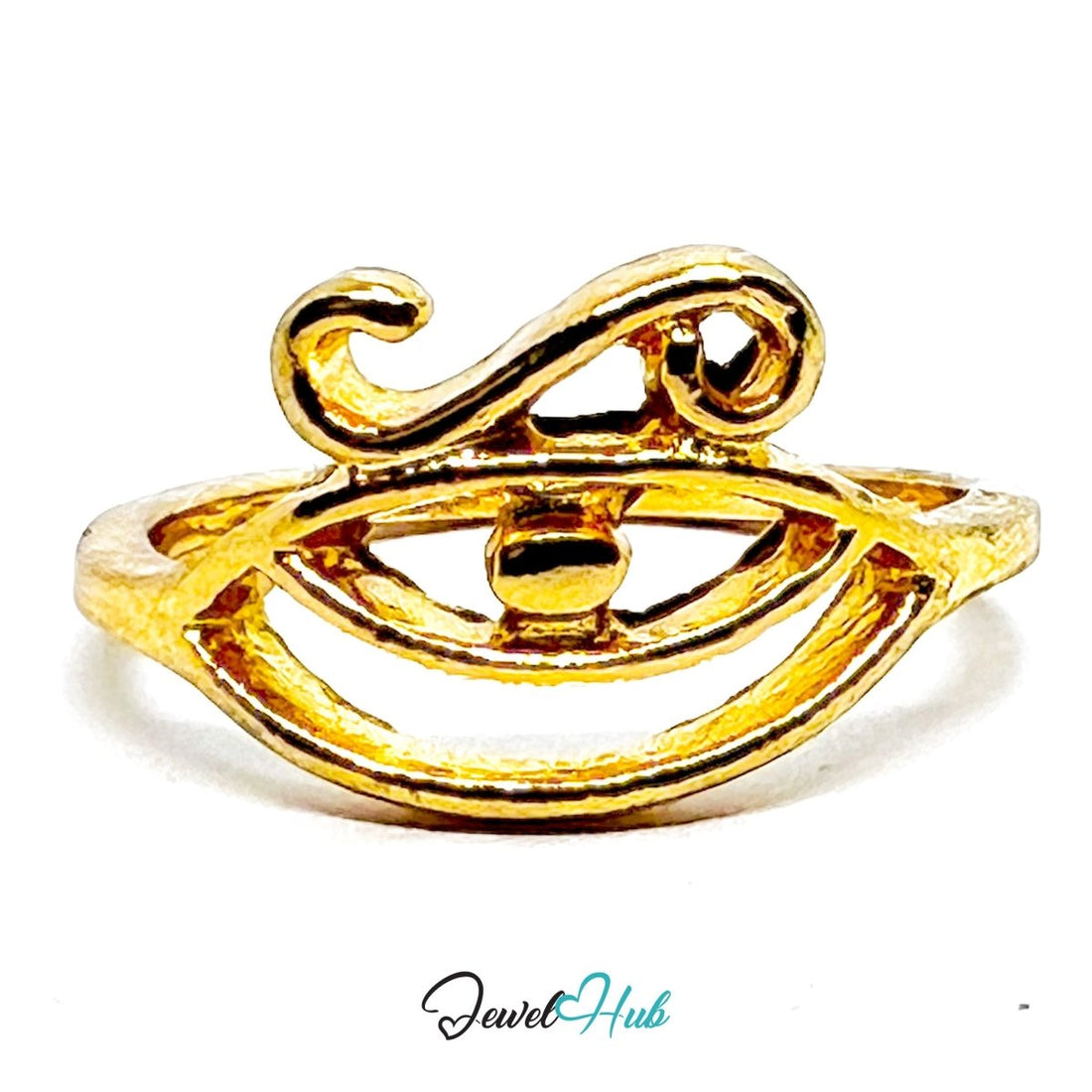 Zinc Alloy Ring Gold Horus Eye Protective Motif - UK O / US 7 - JewelHub.co.uk