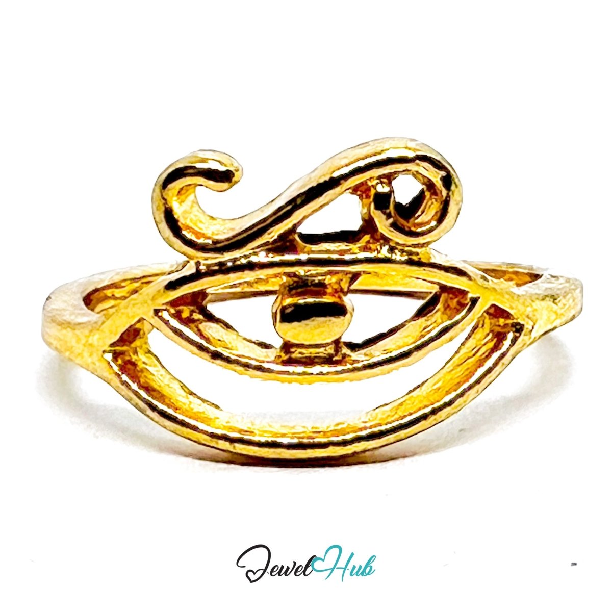 Zinc Alloy Ring Gold Horus Eye Protective Motif - UK O / US 7 - JewelHub.co.uk