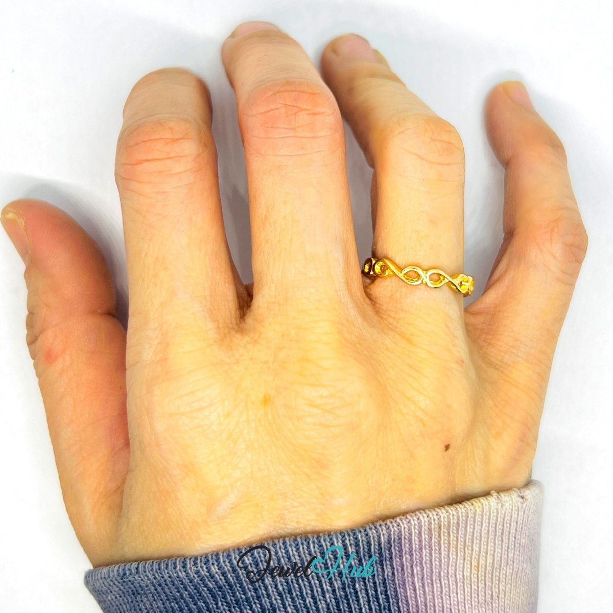 Zinc Alloy Ring Gold Infinity Loop Eternity - UK M / US 6.5 Gold Plated - JewelHub.co.uk
