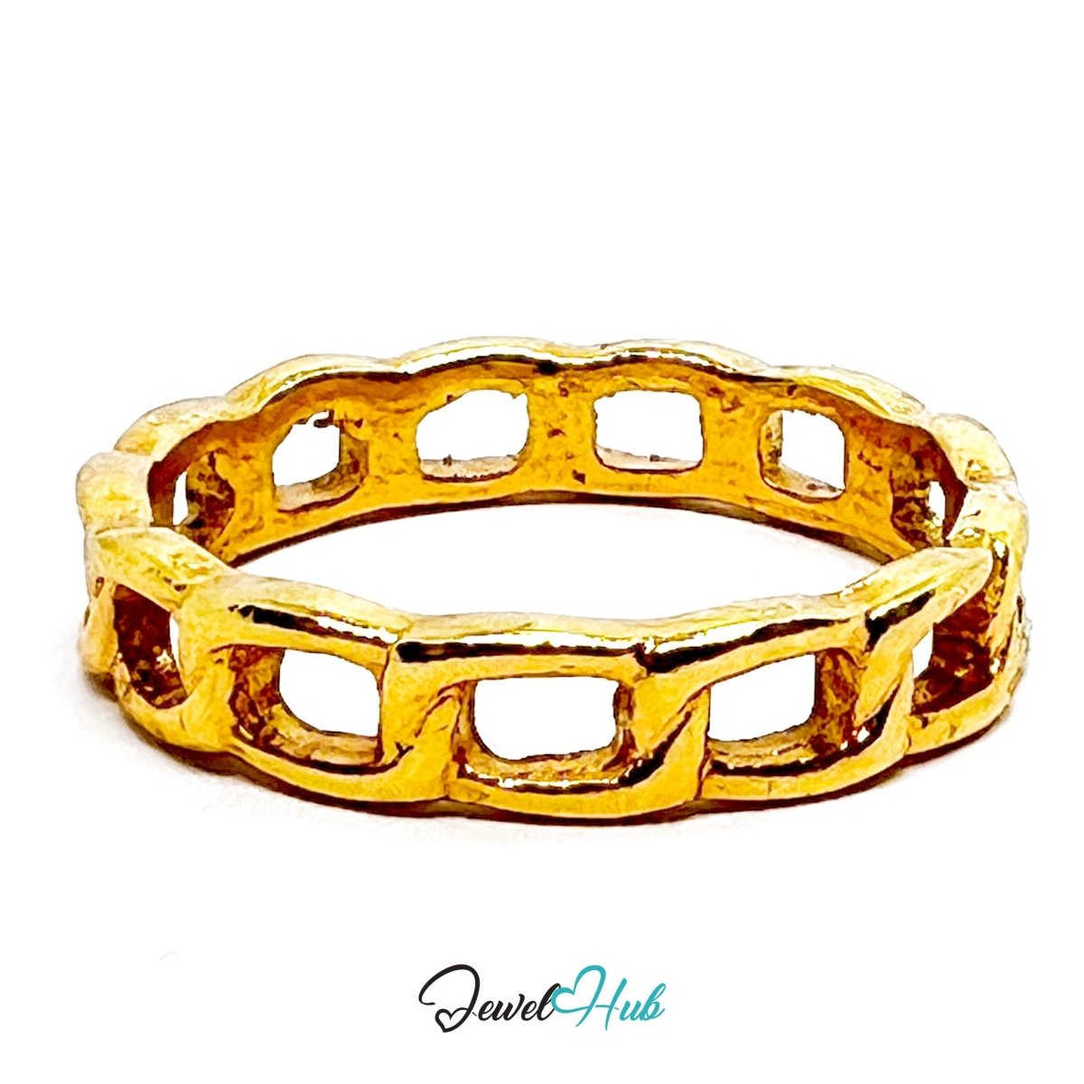 Zinc Alloy Ring Gold Link - Frame Geometric - UK P / US 7.5 Gold Plated - JewelHub.co.uk