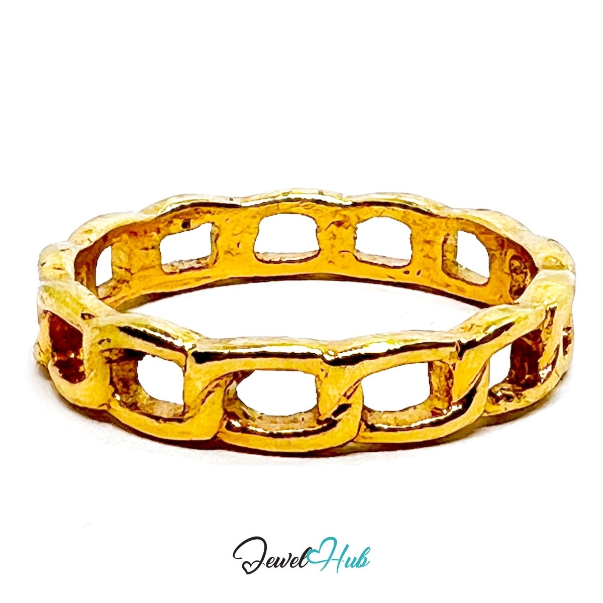 Zinc Alloy Ring Gold Link - Frame Geometric - UK P / US 7.5 Gold Plated - JewelHub.co.uk