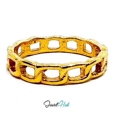 Zinc Alloy Ring Gold Link - Frame Geometric - UK P / US 7.5 Gold Plated - JewelHub.co.uk