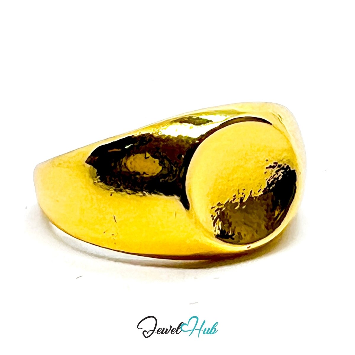 Zinc Alloy Ring Gold Minimalist Pinky Signet - UK H Gold Plated - JewelHub.co.uk