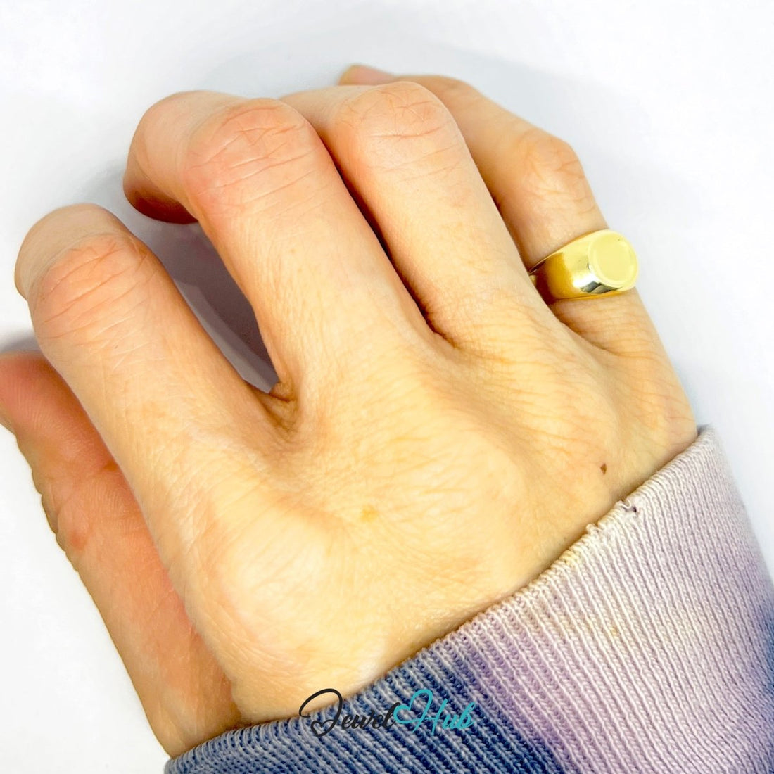 Zinc Alloy Ring Gold Minimalist Pinky Signet - UK H Gold Plated - JewelHub.co.uk