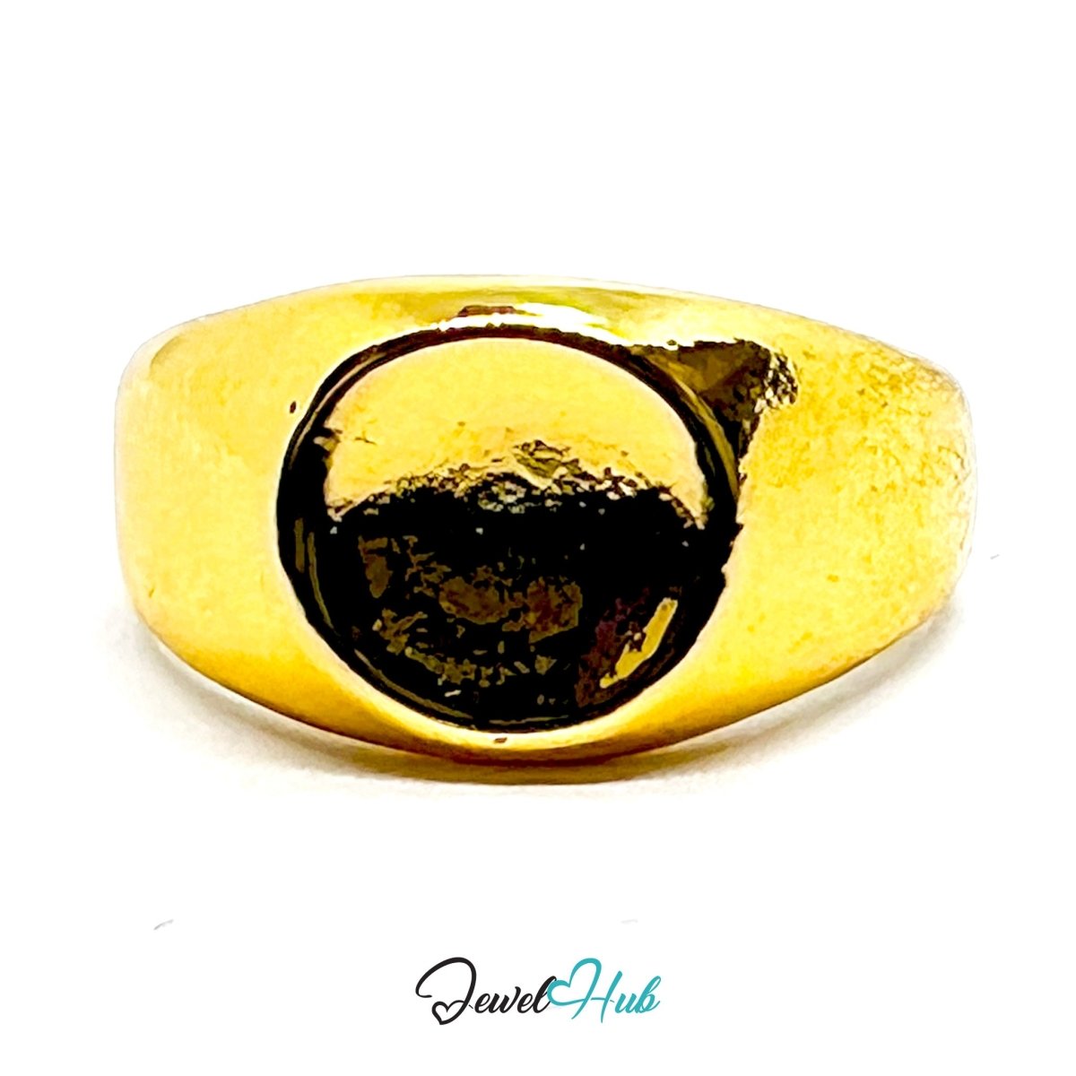 Zinc Alloy Ring Gold Minimalist Pinky Signet - UK H Gold Plated - JewelHub.co.uk