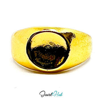 Zinc Alloy Ring Gold Minimalist Pinky Signet - UK H Gold Plated - JewelHub.co.uk